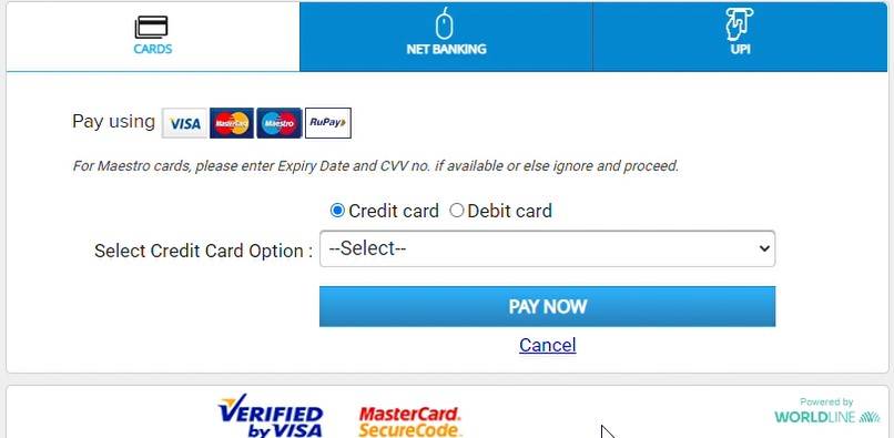Upon successful payment