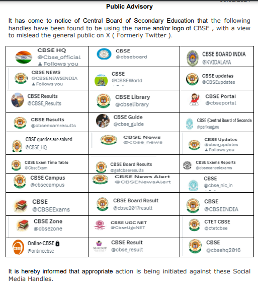 List of Fake CBSE Twitter Handles