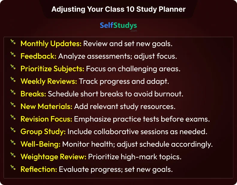 Study planner class 10 english