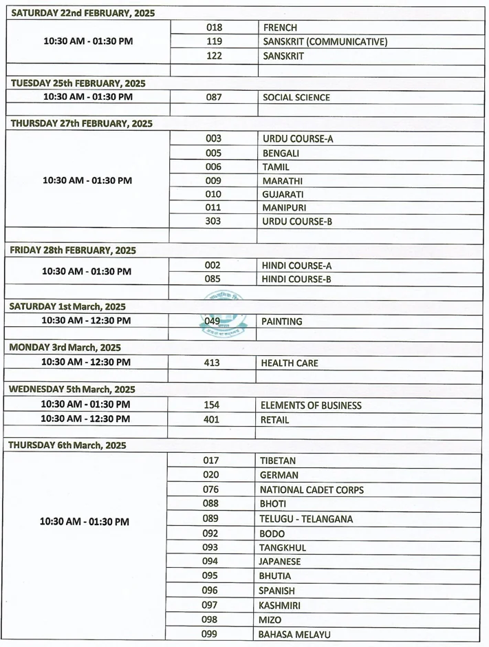 CBSE Class 10 Date Sheet 2026