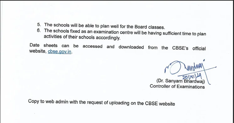 CBSE Class 10 Date Sheet 2025