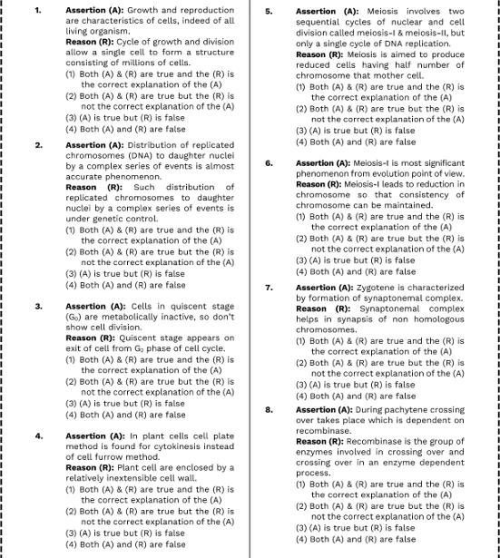 assertion and reason type questions​ for NEET