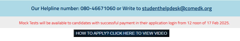 COMEDK UGET 2025 mock test link