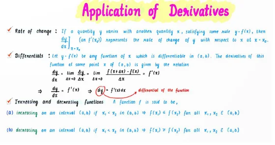 Application of Derivatives Formulas