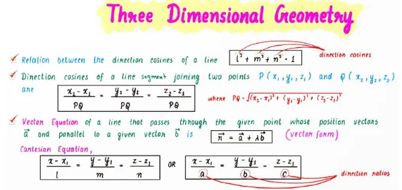 Three Dimensional Geometry Formulas