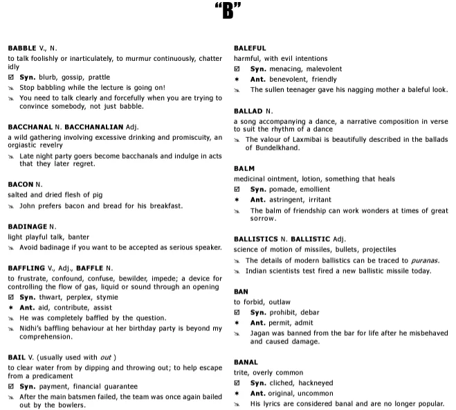 Vocabulary words for CAT exam