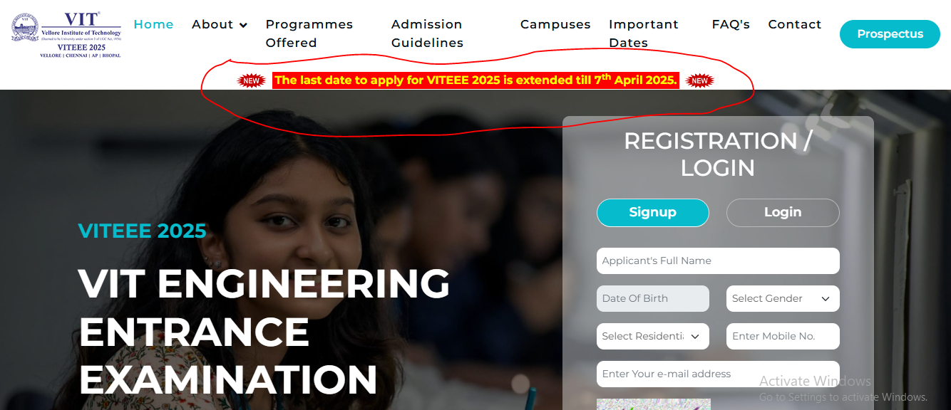 VITEEE 2025 Registration Link