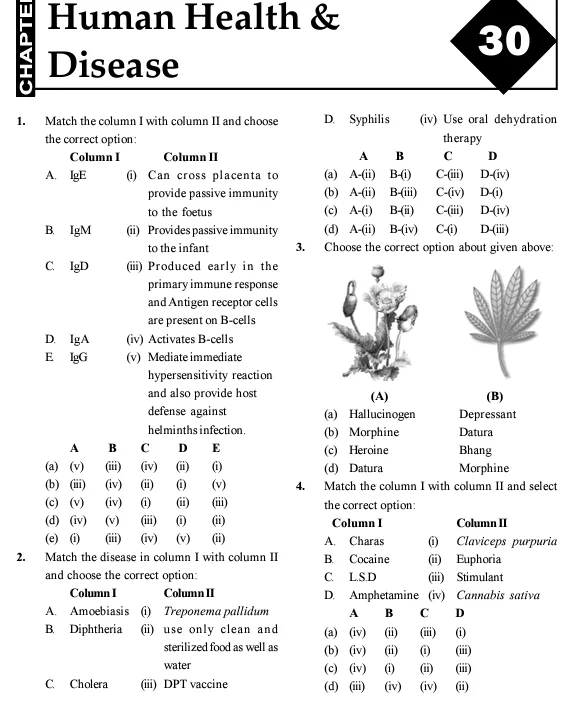 NEET matching-based practice questions