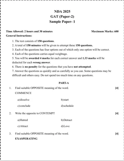 GAT NDA Sample Paper 2025