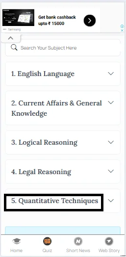 CLAT Quantitative Techniques practice test with answers