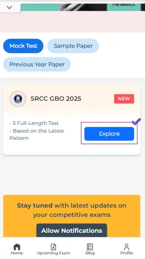 SRCC GBO mock test free