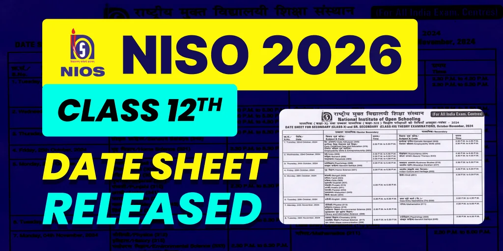 NIOS Date Sheet 2026 Class 12