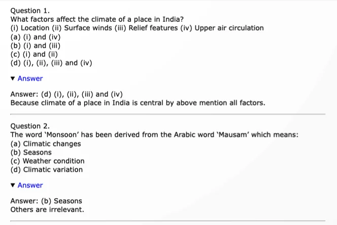 CBSE Class 9 MCQ Questions for Geography