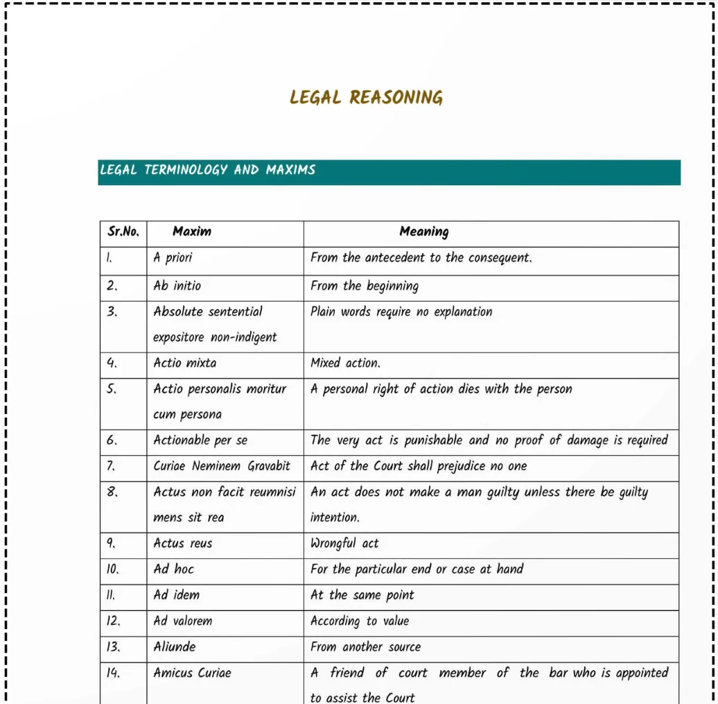 ICSI CSEET Notes PDF for Legal Aptitude & Logical 