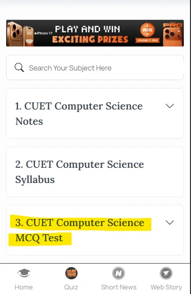 CUET Computer Science MCQ questions