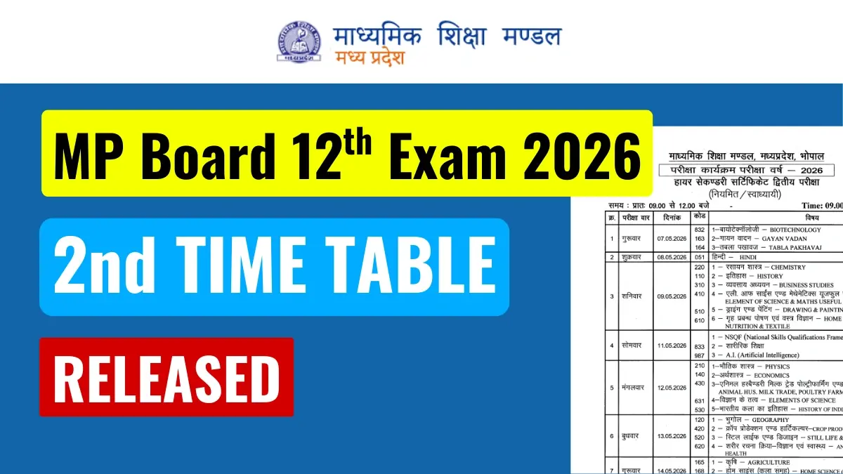 MP Board Time Table 2026