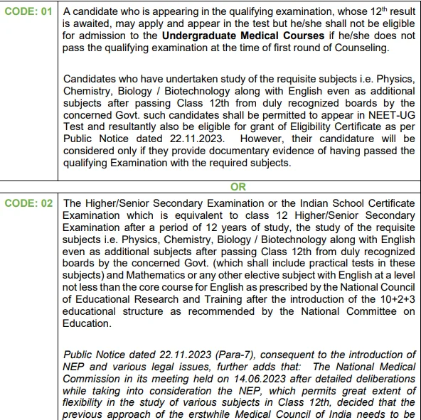 Qualifying Examinations For NEET (UG)