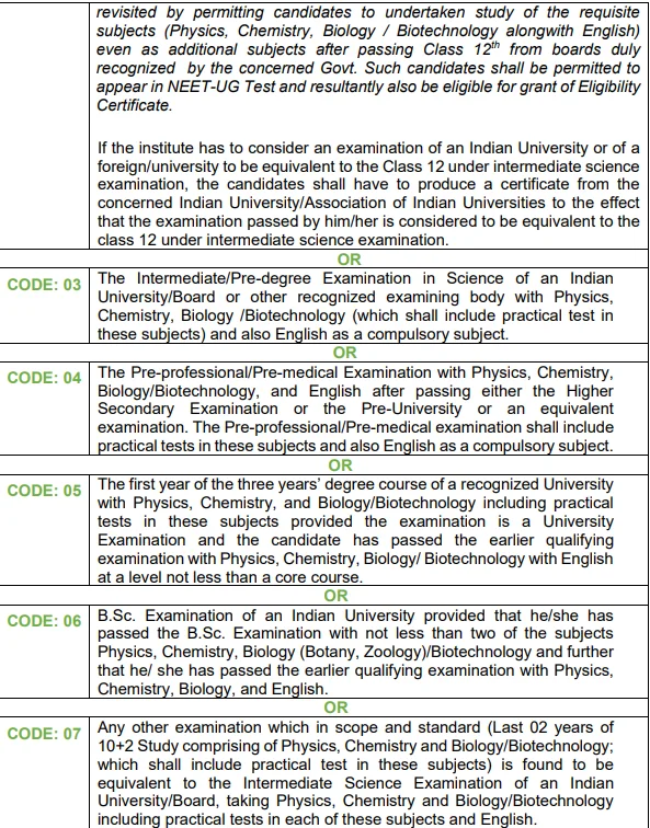 Qualifying Examinations For NEET (UG)