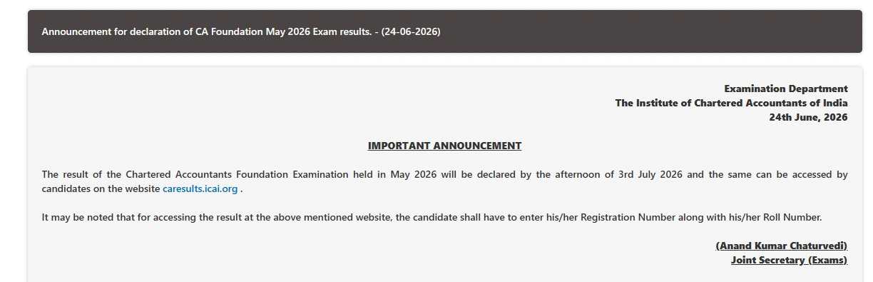 CA Foundation May 2026 result
