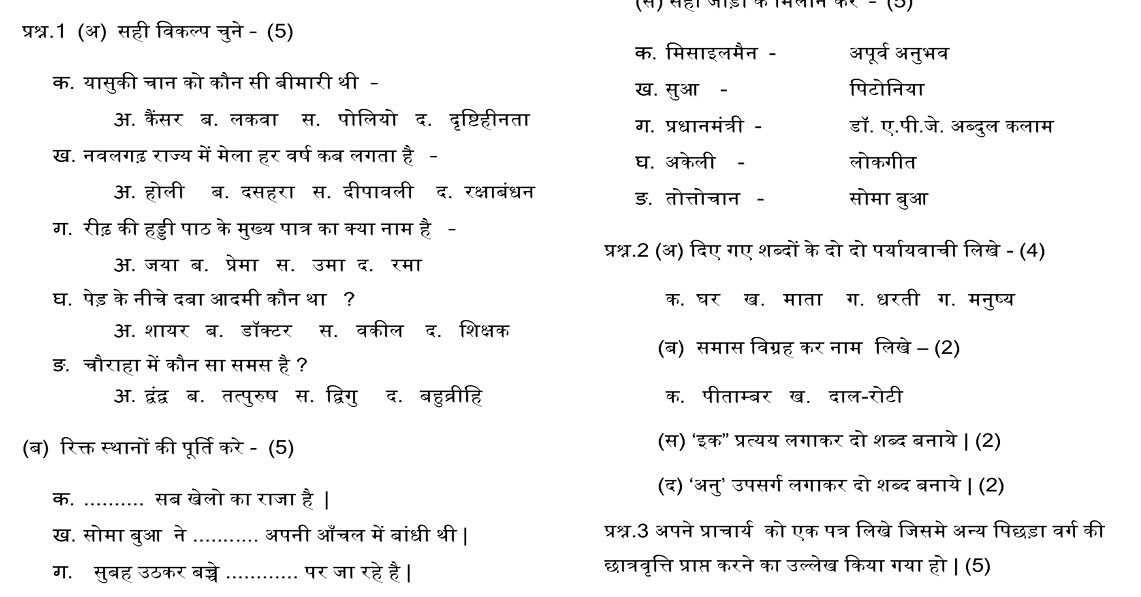CGBSE previous year papers Class 9