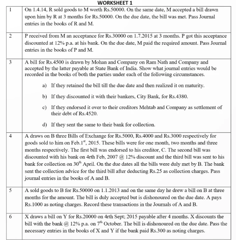 worksheet for Class 11 PDF download free