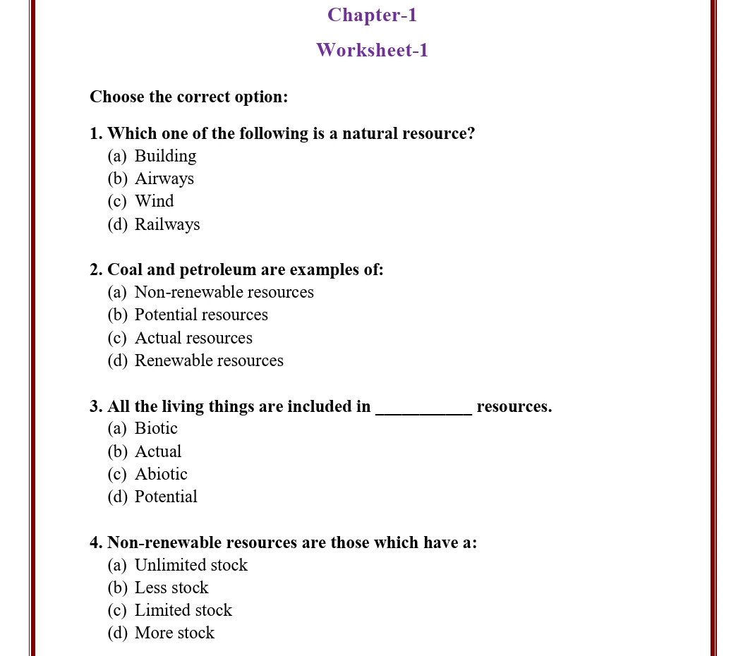 CBSE worksheets