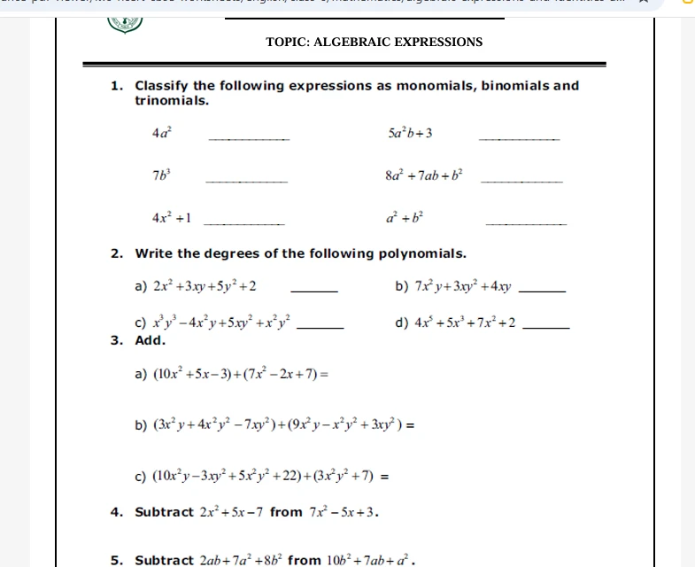 CBSE Class 8 worksheets 2027