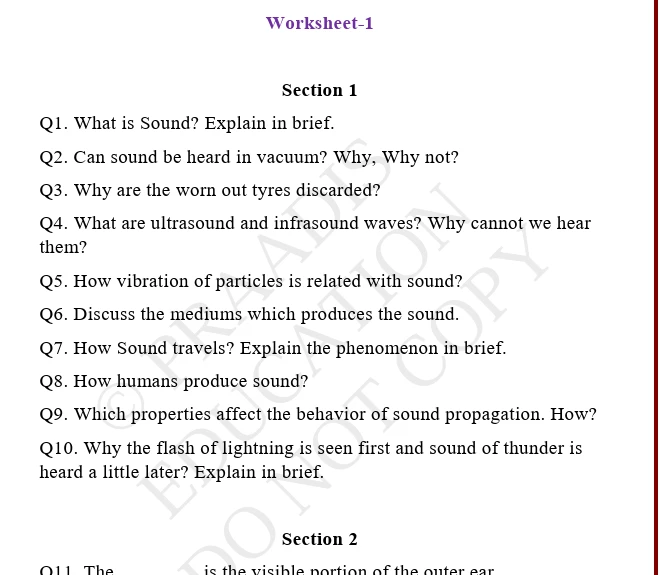 CBSE worksheets for Class 8
