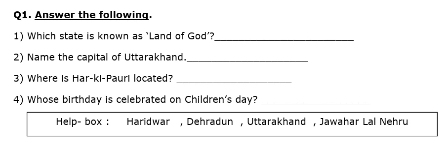 worksheets for Class 1 PDF download free