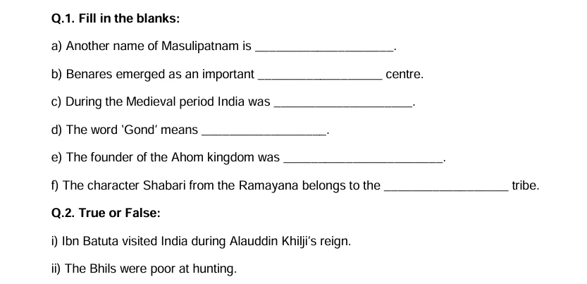 worksheets Class 7th