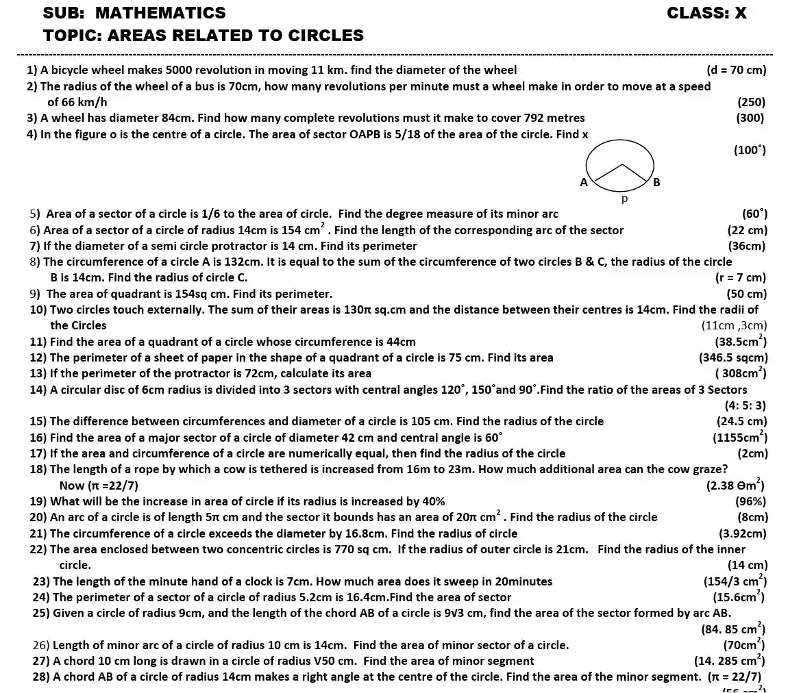 CBSE Class 10 Maths worksheets 2027