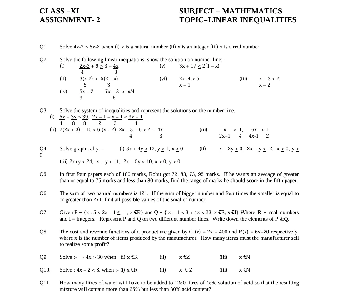 worksheets on Sets for Class 11