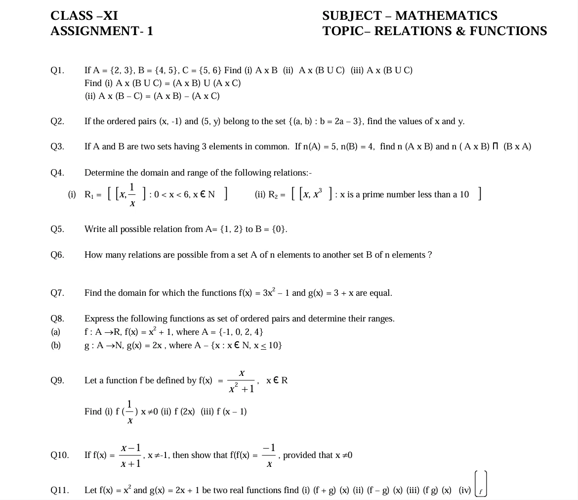 Trigonometric Functions Class 11 worksheets