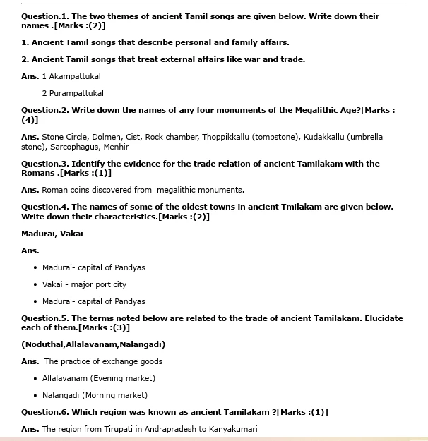 SCERT Kerala Board Important Questions
