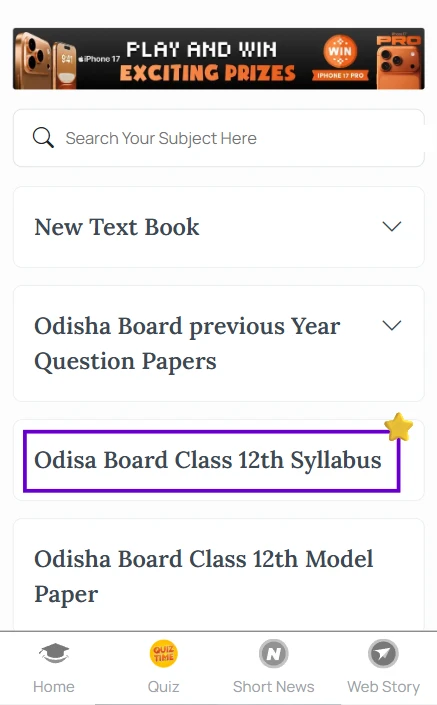 Odisha Board Class 12 syllabus PDF download