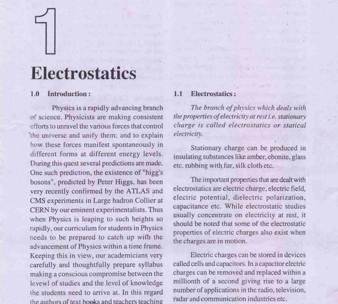 CHSE Odisha Class 11 books PDF download Physics textbook page covering Chapter 1 Electrostatics and its introduction.