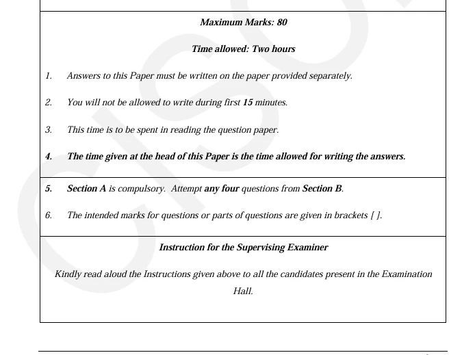 ICSE Class 10 Computer Applications specimen question paper