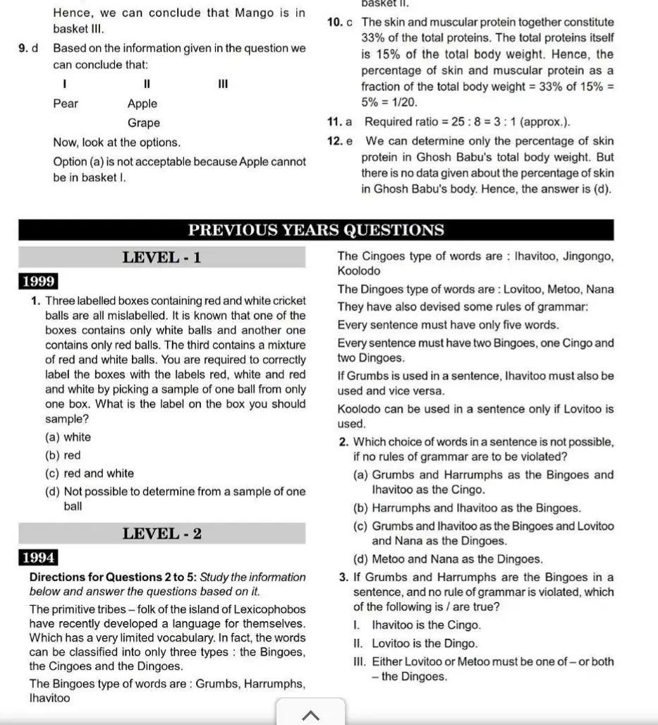 Logical Reasoning important Questions for cat