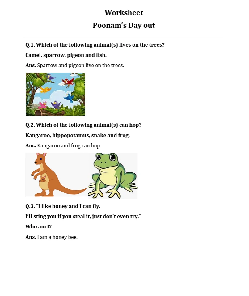 Class 3 Environmental Studies worksheets PDF free download