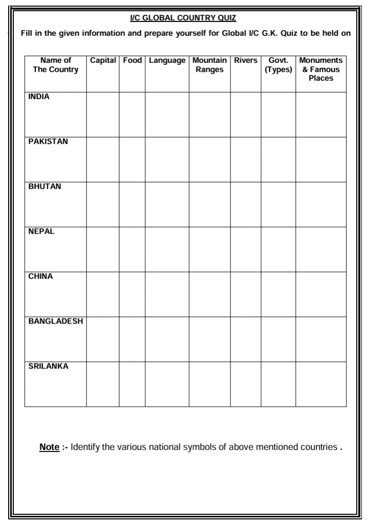 Class 3 General Knowledge worksheets PDF free download