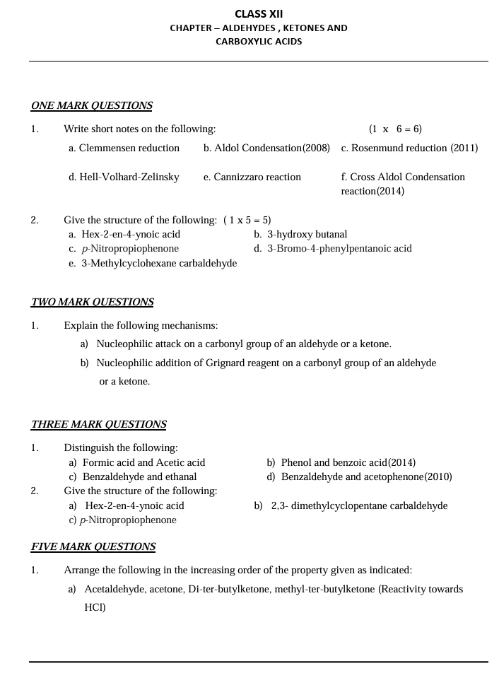 CBSE Class 12 Chemistry worksheets 2027