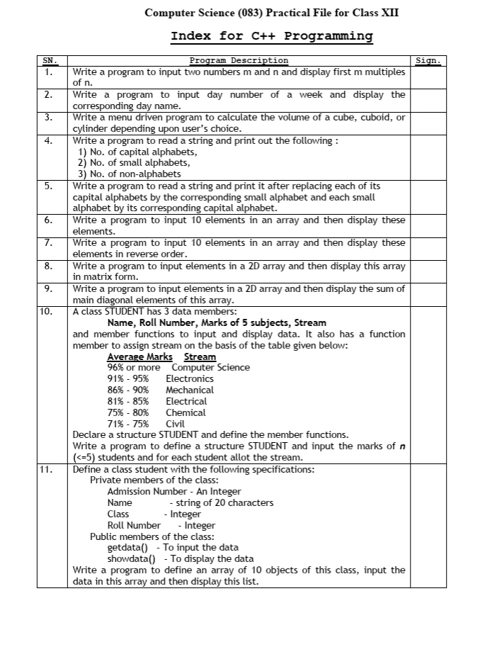 CBSE Class 12 Computer Science worksheets 2027