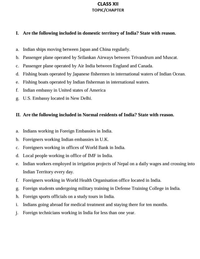 Class 12 Economics worksheets