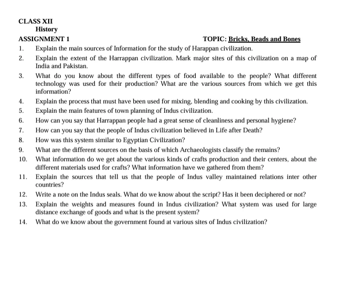 Class 12 History worksheets