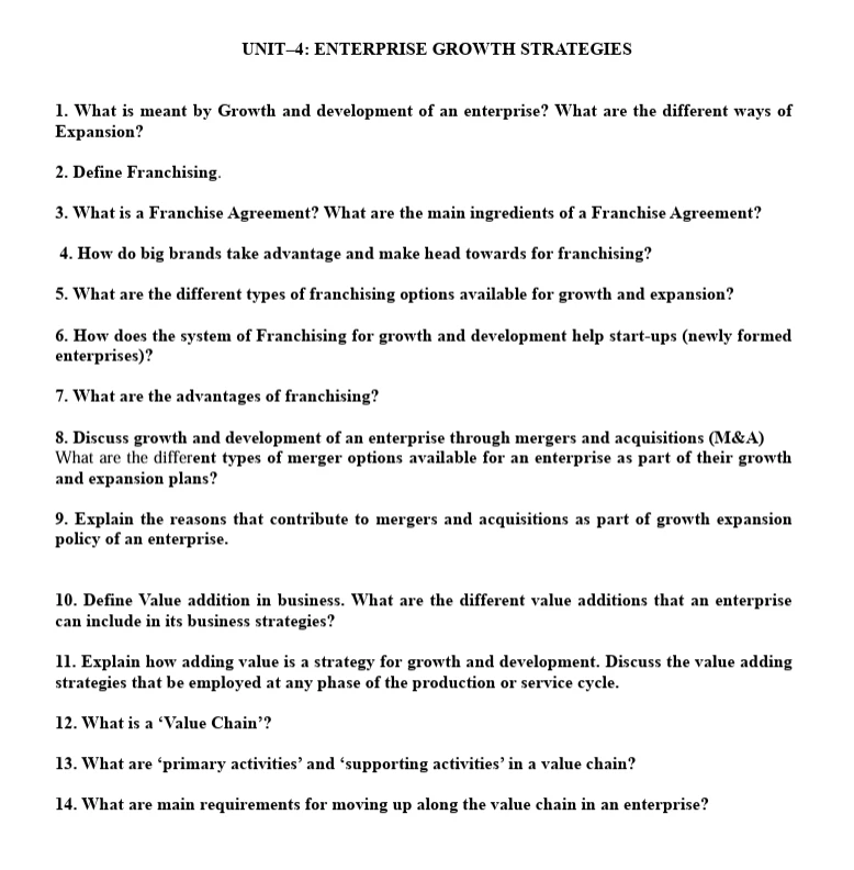 Entrepreneurship worksheets for Class 12