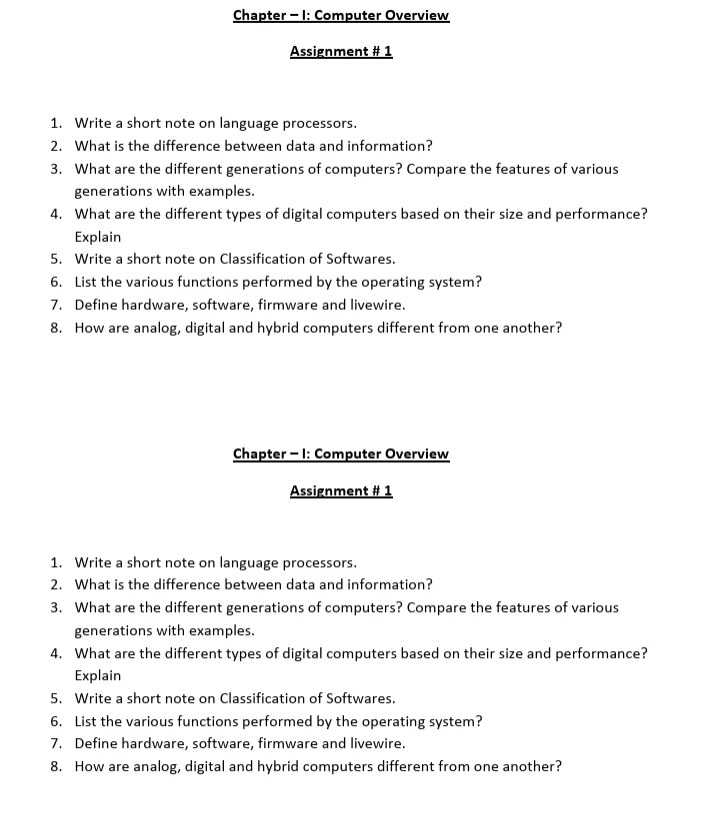 Computer Science worksheets for Class 11