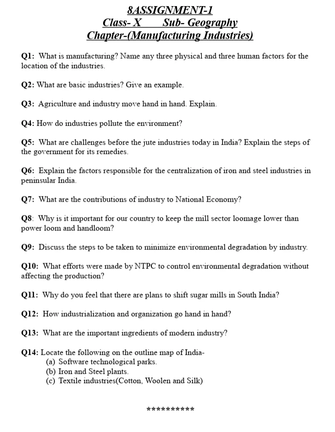 Geography worksheets for Class 11