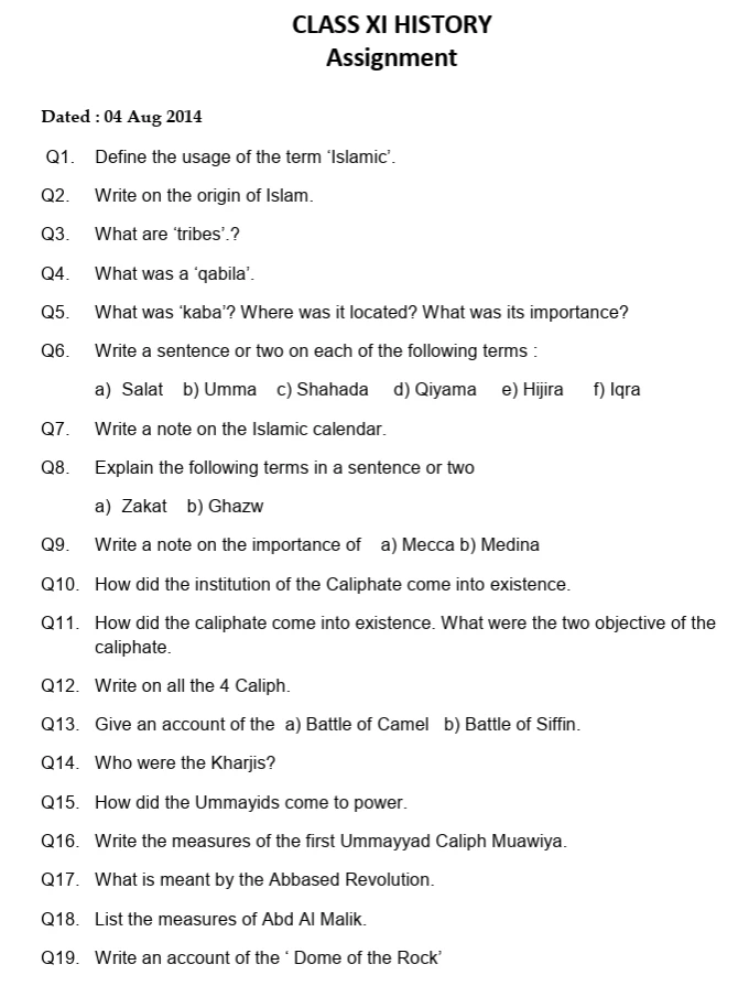 CBSE Class 11 History worksheets 2027