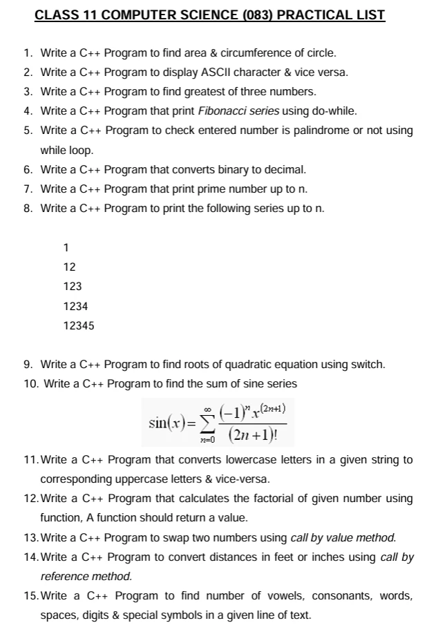 CBSE Class 11 Informatics Practices worksheets 2027
