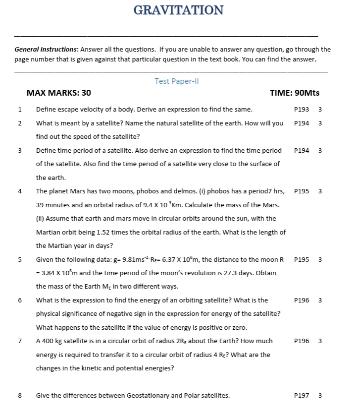 Physics worksheets for Class 11